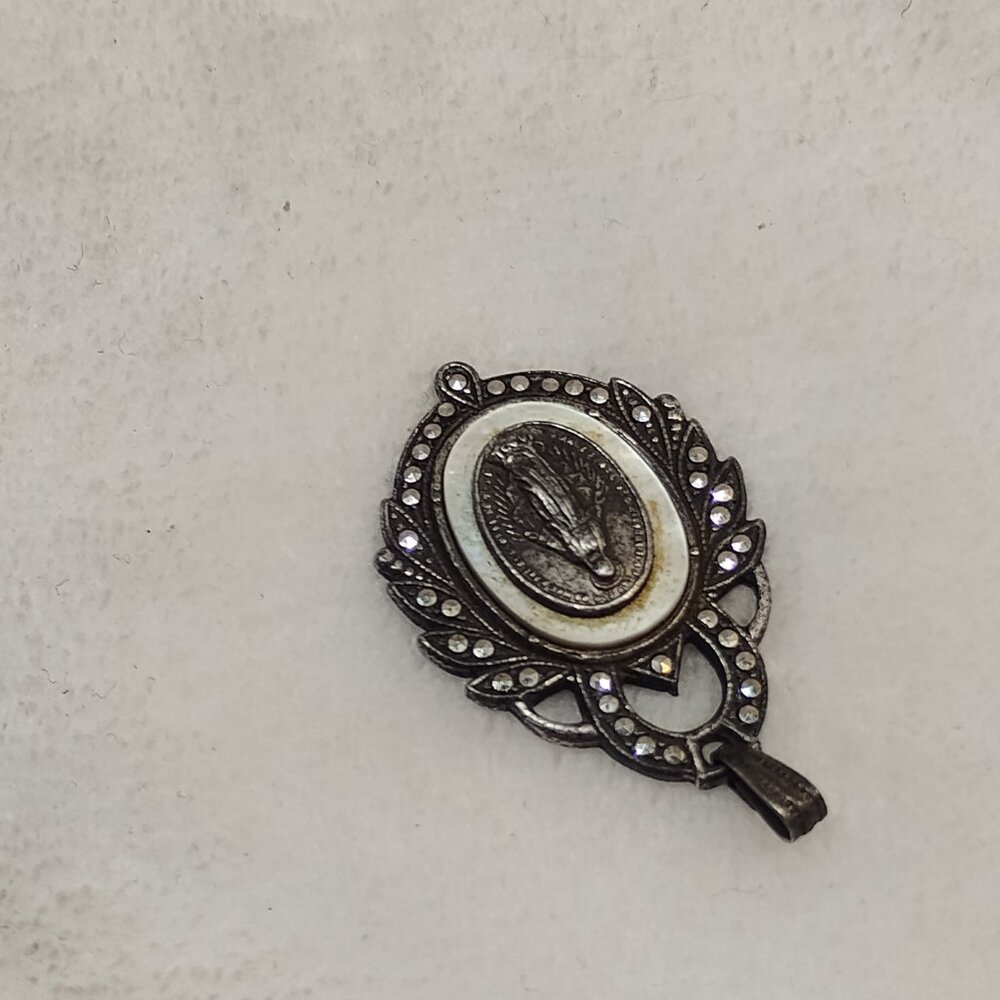 Vintage Religious Silver Jesus Pendant Virgin Mary Sterling Charm Catholic - Picture 9 of 11